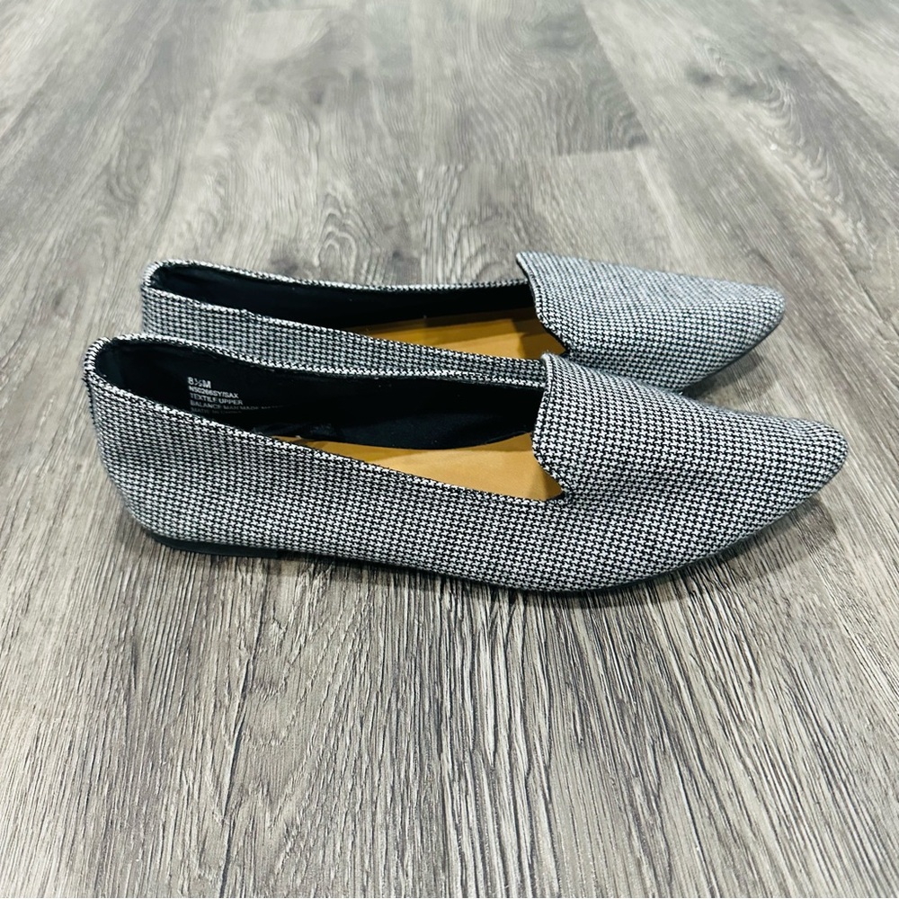 Self Esteem houndstooth Black and White Flats with Pointed Toe Size 8 1/2